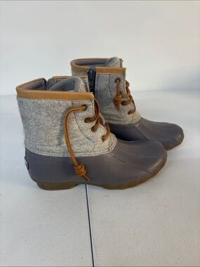 Sperry Kids Gray and Tan Waterproof Duck Boots